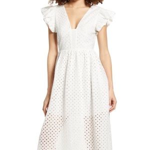ENGLISH FACTORY ENDLESS ROSE EYELET MIDI DRESS